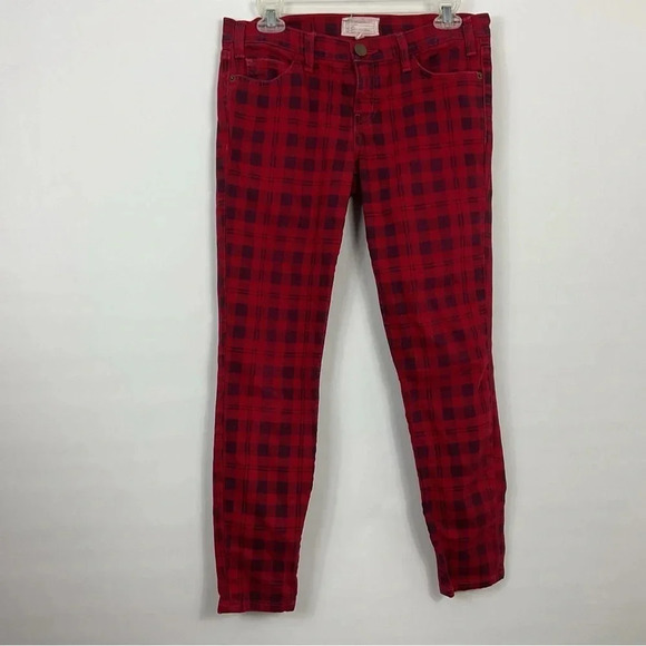 Current Elliott The Stiletto‎ Blood Plaid Skinny Jeans Size 27 - Picture 1 of 7
